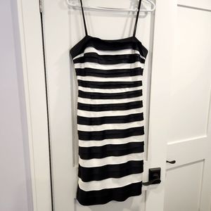 Black and white mini dress with thin straps